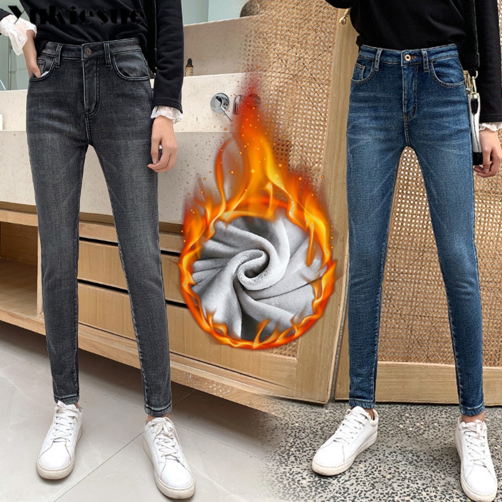 EtherealBe fleece lined skinny jeans for women — Warm